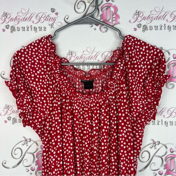 Kate and lily dress milkmaid cottage Elegant Red Polka Dot Midi Dress - Picture 3 of 6